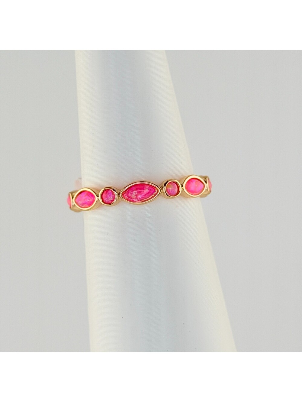 Bomb Party October 2026 Sz 8 "Elite Status" Pink Fire Opal on Yellow Gold